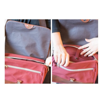 CURRENT - SHOULDERBAG 牛革 ショルダーバッグ 国産 帆布 キャンバス ワイン