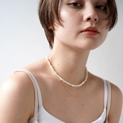 【LENERAオリジナルネックレス2本セット】pearlpompnecklace(set)/gold