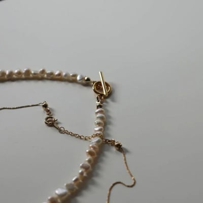 【LENERAオリジナルネックレス2本セット】pearlpompnecklace(set)/gold