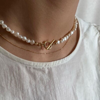 【LENERAオリジナルネックレス2本セット】pearlpompnecklace(set)/gold