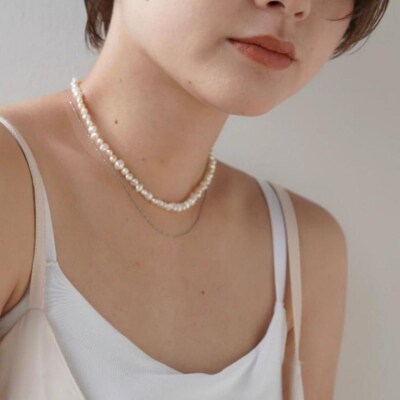 【LENERAオリジナルネックレス2本】pearl pompnecklace(set)/silver