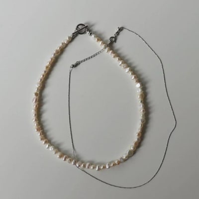 【LENERAオリジナルネックレス2本】pearl pompnecklace(set)/silver