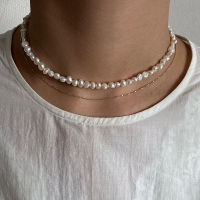 【LENERAオリジナルネックレス2本】pearl pompnecklace(set)/silver