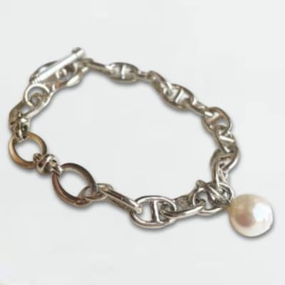 [Cherieオリジナルブレスレット]pearl chain brace / silver