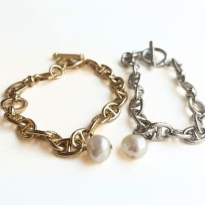 [Cherieオリジナルブレスレット]pearl chain brace / silver