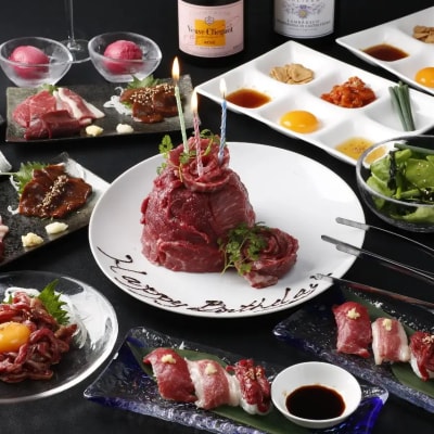 【馬肉とワイン気まぐれバル】《120分飲み放題》肉ケーキコース<2名様分>(ぐるなびセレクション)