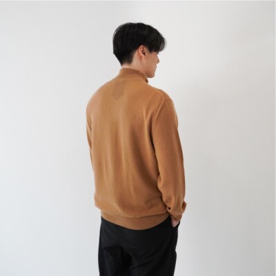 ベビーカシミヤ　フルジップ　メンズ　Lサイズ　【キャメル】【178003-2】