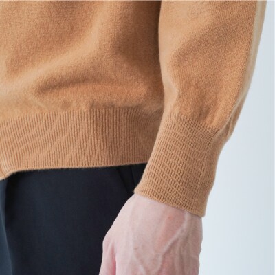 ベビーカシミヤ　フルジップ　メンズ　Lサイズ　【キャメル】【178003-2】