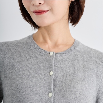 ベビーカシミヤ　カーディガン　レディース　Lサイズ　【グレー】 【178005-1】