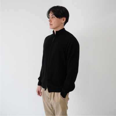ベビーカシミヤ　フルジップ　メンズ　Mサイズ　【ブラック】 【178004-3】