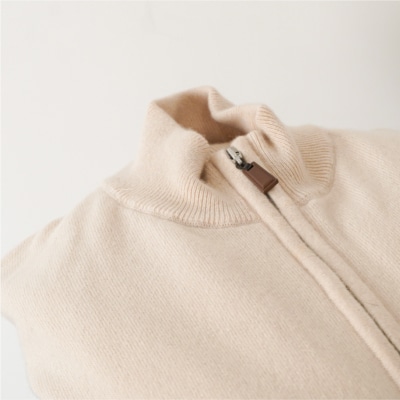 ベビーカシミヤ　フルジップ　メンズ　Mサイズ　【ベージュ】 【178004-1】