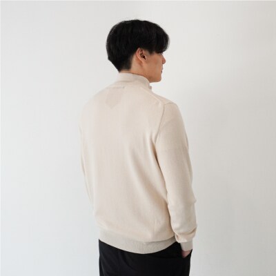 ベビーカシミヤ　フルジップ　メンズ　Mサイズ　【ベージュ】 【178004-1】