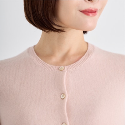 ベビーカシミヤ　カーディガン　レディース　Lサイズ　【ピンク】 【178005-3】