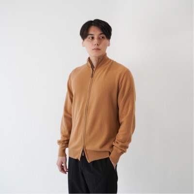 ベビーカシミヤ　フルジップ　メンズ　Mサイズ　【キャメル】 【178004-2】