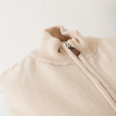 ベビーカシミヤ　フルジップ　メンズ　Lサイズ　【ベージュ】【178003-1】