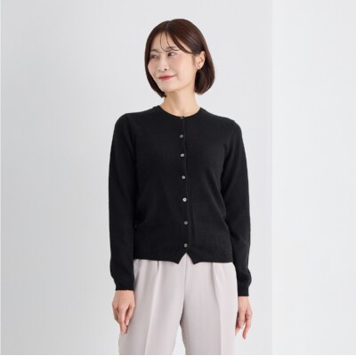 ベビーカシミヤ　カーディガン　レディース　Lサイズ　【ブラック】 【178005-2】