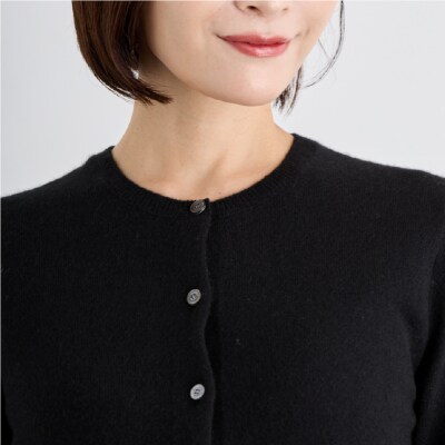 ベビーカシミヤ　カーディガン　レディース　Mサイズ　【ブラック】 【178006-2】