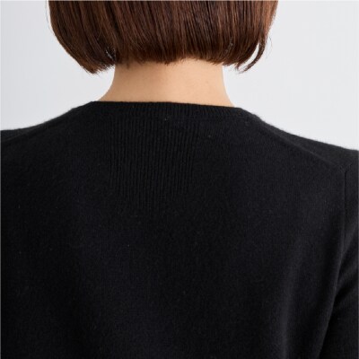 	ベビーカシミヤ　クルーネックセーター　レディース　Lサイズ　【ブラック】【178007-2】