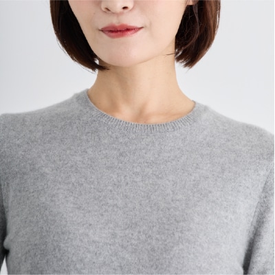 ベビーカシミヤ　クルーネックセーター　レディース　Mサイズ　【グレー】【178008-1】