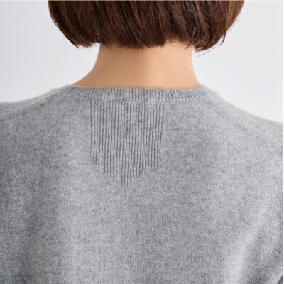 ベビーカシミヤ　クルーネックセーター　レディース　Mサイズ　【グレー】【178008-1】
