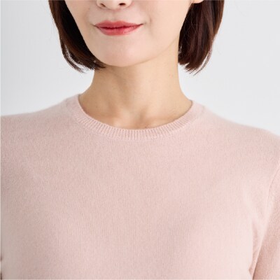 	ベビーカシミヤ　クルーネックセーター　レディース　Mサイズ　【ピンク】【178008-3】