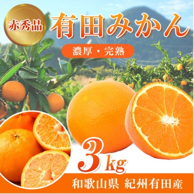 【2026年11月下旬より発送】赤秀品紀州有田産濃厚完熟温州みかん約3kg(MサイズまたはSサイズ)