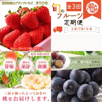 【発送月固定定期便】紀州和歌山産旬のフルーツセット(いちご・桃・ピオーネ)全3回