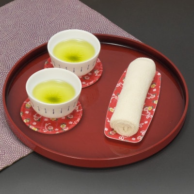 友禅和紙 おしぼり トレー 小花 舞うさぎ 5枚セット 食洗機対応の和風おしぼりトレー