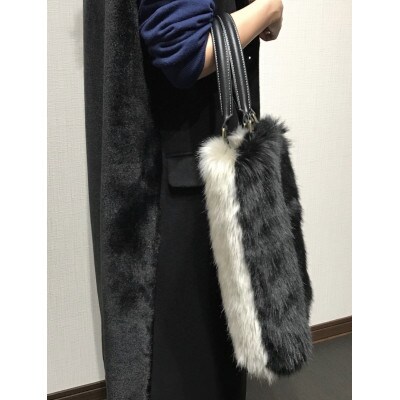 OKADA TEXTILE バイカラ―バック(ブラック×グレージュ)