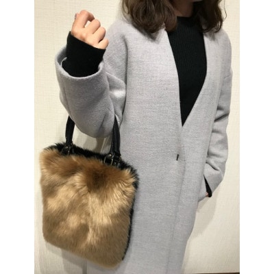 OKADA TEXTILE バイカラ―バッグ(ブラック×キャメル)