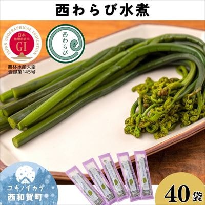「西わらびの水煮」40パック【塩蔵・塩抜き済】