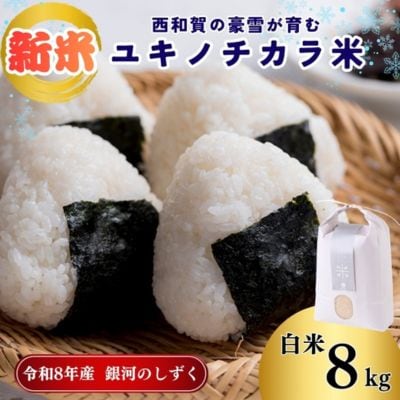 アースコネクト【令和8年度産】ユキノチカラ米　銀河のしずく　白米8kg