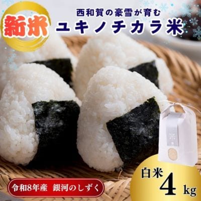アースコネクト【令和8年度産】ユキノチカラ米　銀河のしずく　白米4kg