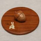 貝象嵌　どんぐりのふた(うさぎ・ウォールナット)どんぐり型の持ち手が可愛い木製カップカバー【夢工房】