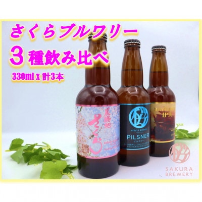 【クラフトビール】3種の飲み比べセット3本入BOX　さくらブルワリー