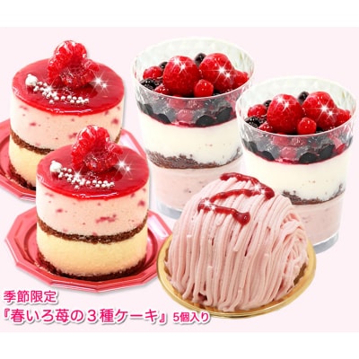 【3月中旬から発送】季節限定!苺の3種ケーキ　北海道・新ひだか町のオリジナルスイーツ
