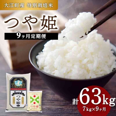  《定期便9ヶ月》大江町産 つや姫 7kg×9回 合計63kg 【特別栽培米】 001-T36