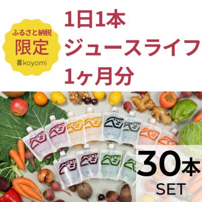 プレミアム野菜の生搾りコールドプレスジュース 「1日1本ジュースライフ1ヶ月分(ジュース30本)」