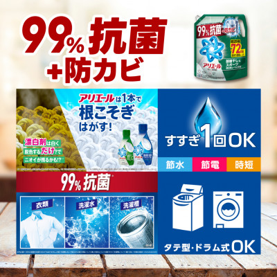 アリエールジェル部屋干し&スポーツ つめかえ超ウルトラジャンボサイズ 1720g×4個