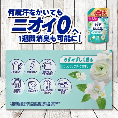 レノア 超消臭 柔軟剤 みずみずしく香るフレッシュグリーンの香り 詰め替え 超特大1380mL×6個