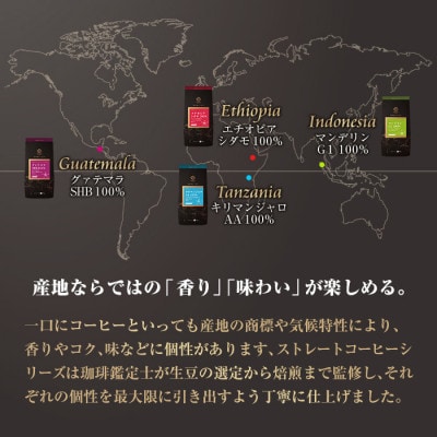 三本珈琲 ストレートコーヒー レギュラーコーヒー (粉) 飲み比べセット 計570g