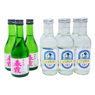 炭酸飲料 日本酒 ニテコサイダー6本と春霞純米酒3本のセット|01_amd-620101aa