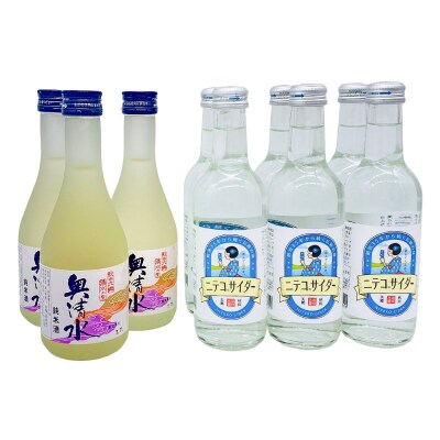 炭酸飲料 日本酒 ニテコサイダー6本と奥清水純米酒3本のセット|01_amd-620101ab