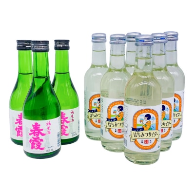 炭酸飲料 日本酒 はちみつサイダー6本と春霞純米酒3本のセット|01_amd-620101ca