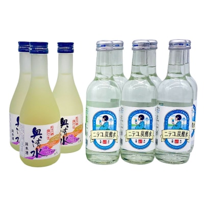 炭酸飲料 日本酒 ニテコ炭酸水6本と奥清水純米酒3本のセット|01_amd-620101eb