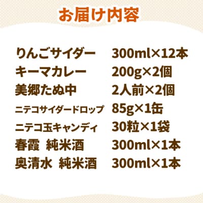 炭酸飲料 りんごサイダー12本と美郷の美味しいものセット|01_amd-650101b