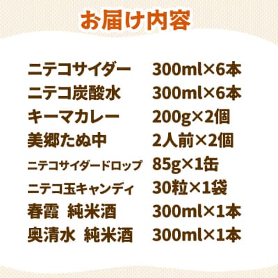 ニテコサイダー6本・ニテコ炭酸水6本と美郷の美味しいものセット|01_amd-660101e