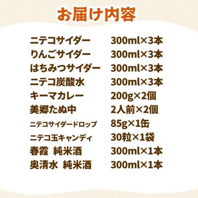炭酸飲料 ニテコサイダー4種12本と美郷の美味しいものセット|01_amd-670101
