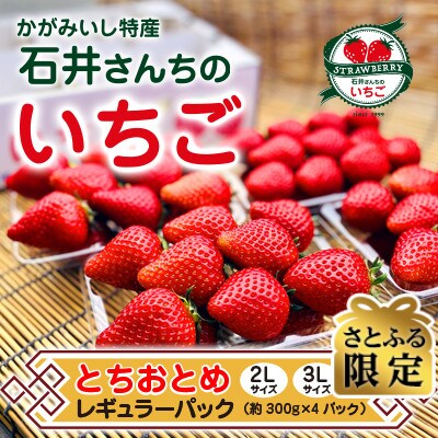 【さとふる限定】石井さんちの完熟いちご[とちおとめ]4パック☆2L～3Lサイズ