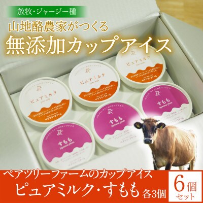 【放牧・ジャージー】ペアツリーファームのカップアイス《ピュアミルク・すもも 各3個》計6個セット
